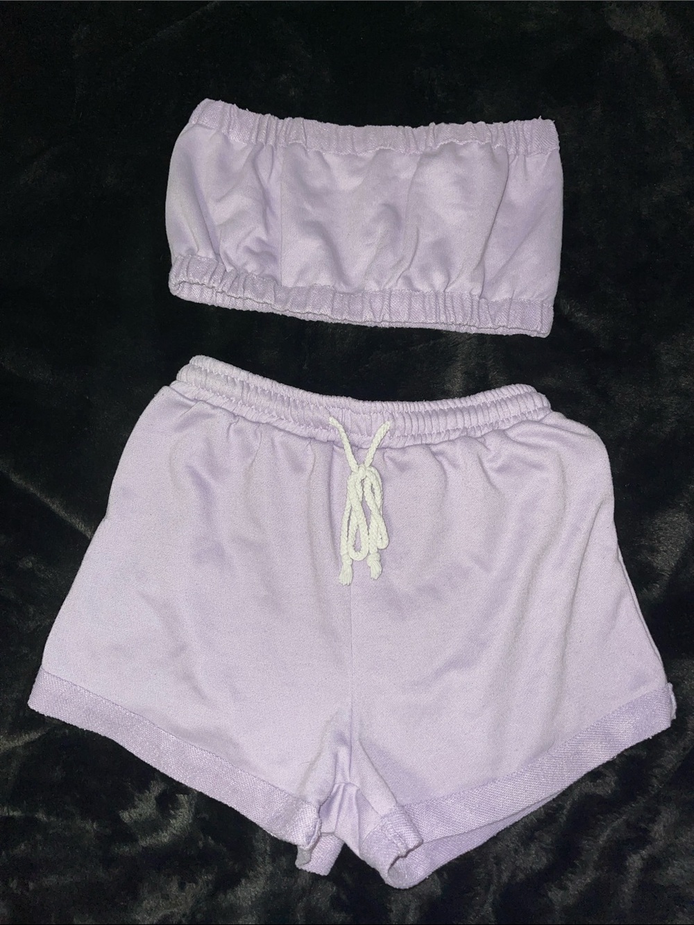 SHEIN Lavender Bandeau Tube Top and Lounge Shorts Set